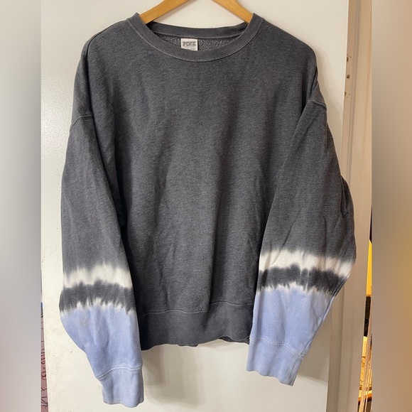 PINK Victoria's Secret Sweaters - PINK Victoria's Secret Charcoal and Sky Blue Crewneck Sweater